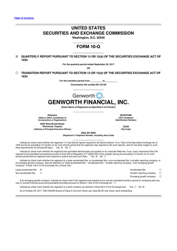 Thumbnail Genworth Financial
 10-Q Quarterly Report FY2017 