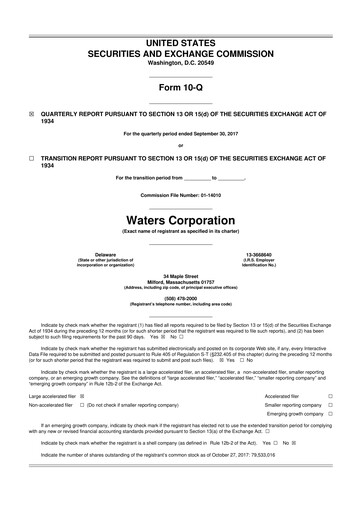 Thumbnail Waters Corporation 10-Q Quarterly Report FY2017 