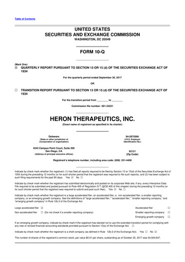 Miniature Heron Therapeutics 10-Q Rapport trimestriel 2017 