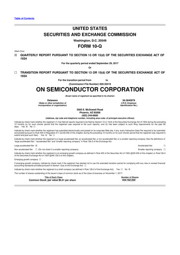 Thumbnail ON Semiconductor 10-Q Quarterly Report FY2017 