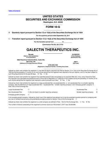 Vorschaubild Galectin Therapeutics 10-Q Quartalsbericht 2017 