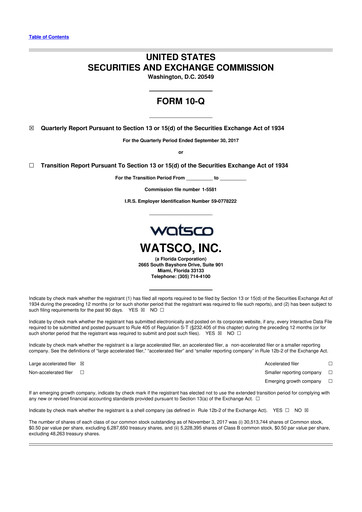 Thumbnail Watsco
 10-Q Quarterly Report FY2017 