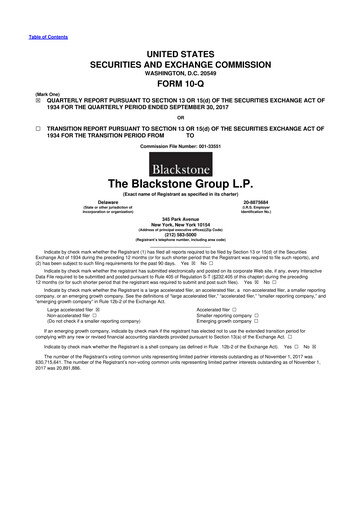 Thumbnail Blackstone Group 10-Q Quarterly Report FY2017 