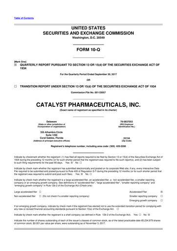 Thumbnail Catalyst Pharmaceuticals 10-Q Quarterly Report FY2017 