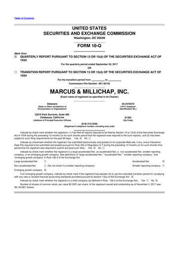 Thumbnail Marcus & Millichap 10-Q Quarterly Report FY2017 