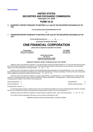 Thumbnail CNB Financial Corp 10-Q Quarterly Report FY2017 