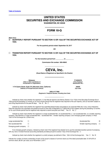 Vorschaubild CEVA
 10-Q Quartalsbericht 2017 
