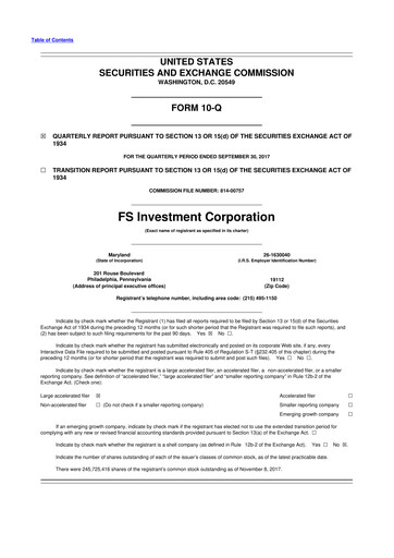 Thumbnail FS KKR Capital
 10-Q Quarterly Report FY 
