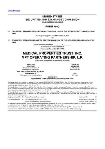 Vorschaubild Medical Properties Trust
 10-Q Quartalsbericht  