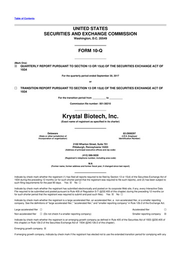 Thumbnail Krystal Biotech 10-Q Quarterly Report FY2017 