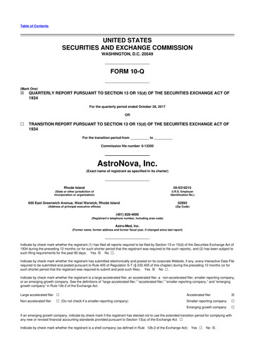 Thumbnail AstroNova, Inc. 10-Q Quarterly Report FY2018 
