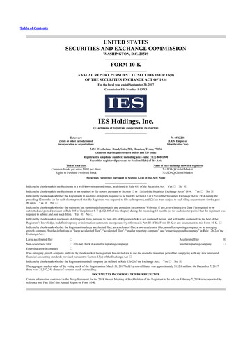 Thumbnail IES Holdings 10-K Annual Report 2017