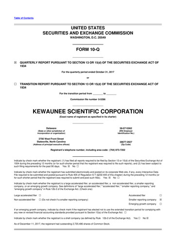 Thumbnail Kewaunee Scientific Corporation 10-Q Quarterly Report FY2018 