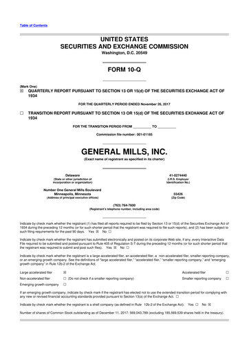 Thumbnail General Mills 10-Q Quarterly Report FY2018 