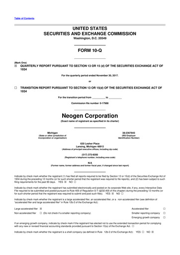 Thumbnail Neogen 10-Q Quarterly Report FY2018 