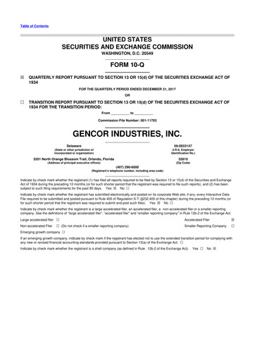 Thumbnail Gencor Industries
 10-Q Quarterly Report FY2018 