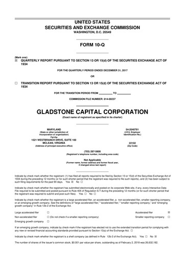 Thumbnail Gladstone Capital Corporation 10-Q Quarterly Report FY 