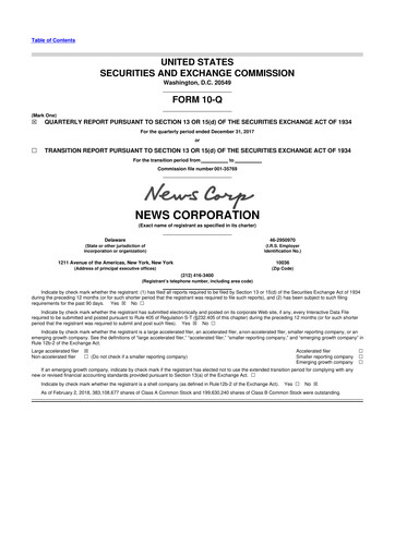 Thumbnail News Corp 10-Q Quarterly Report FY2018 