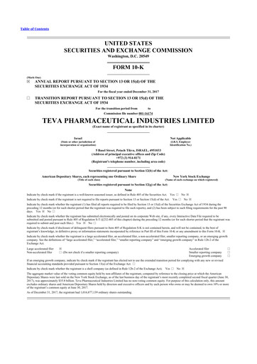 Thumbnail Teva Pharmaceutical Industries 10-K Annual Report 2017