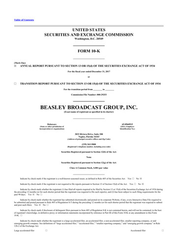 Miniature Beasley Broadcast Group
 10-K Rapport annuel 2017