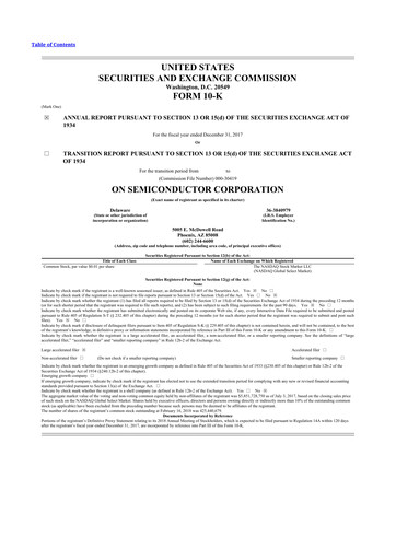 Thumbnail ON Semiconductor 10-K Annual Report 2017