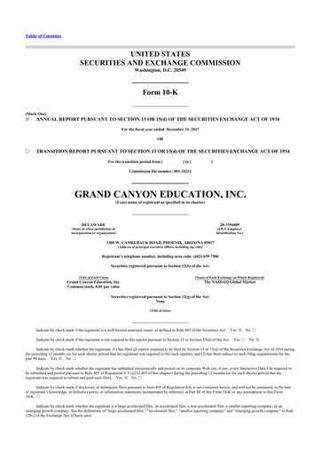 Thumbnail Grand Canyon Education 10-K Annual Report 2017