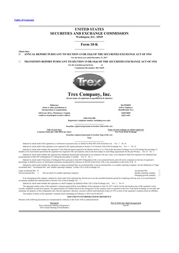 Thumbnail Trex 10-K Annual Report 2017