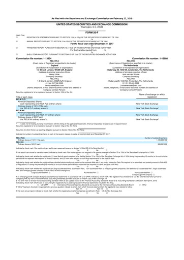 Miniature RELX 20-F Rapport annuel 