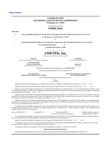 Thumbnail Ametek 10-K Annual Report 2017