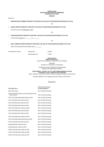Vorschaubild Barclays 20-F Jahresbericht 