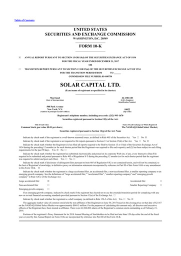 Thumbnail SLR Investment 10-K Annual Report 