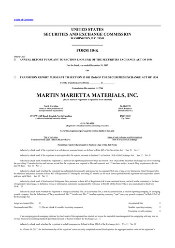 Thumbnail Martin Marietta Materials 10-K Annual Report 2017