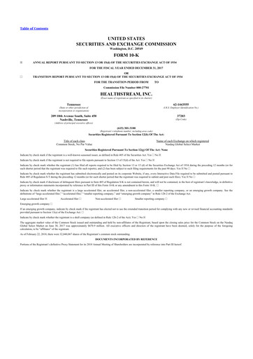 Thumbnail HealthStream 10-K Annual Report 2017