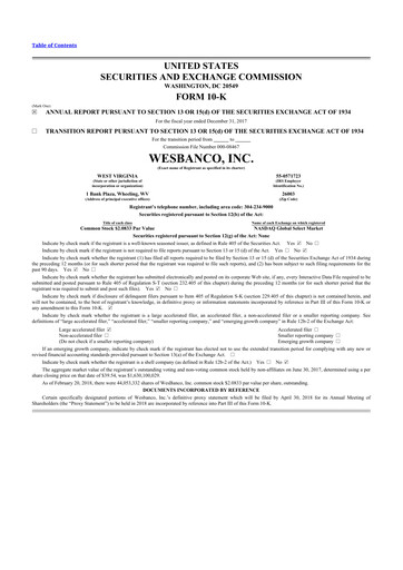 Thumbnail WesBanco 10-K Annual Report 2017