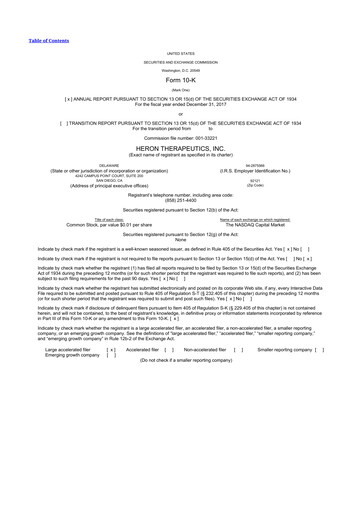 Vorschaubild Heron Therapeutics 10-K Jahresbericht 2017