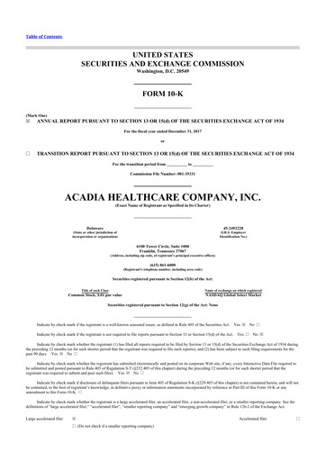 Thumbnail Acadia Healthcare
 10-K Annual Report 2017