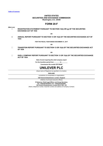 Thumbnail Unilever 20-F Annual Report 