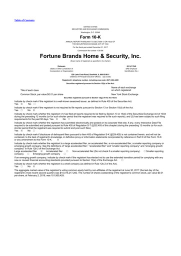 Thumbnail Fortune Brands Innovations 10-K Annual Report 2017