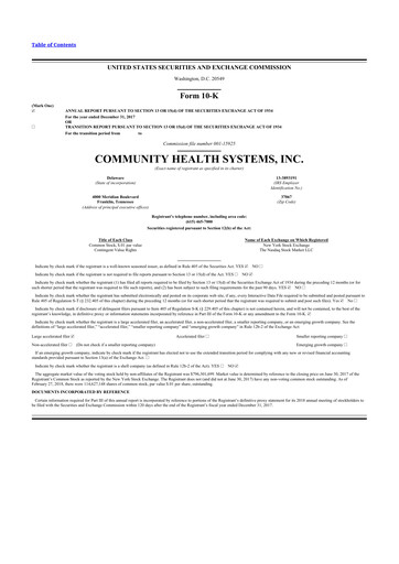 Thumbnail Community Health Systems
 10-K Annual Report 2017