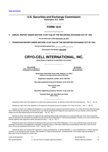 Thumbnail Cryo-Cell International 10-K Annual Report 2017