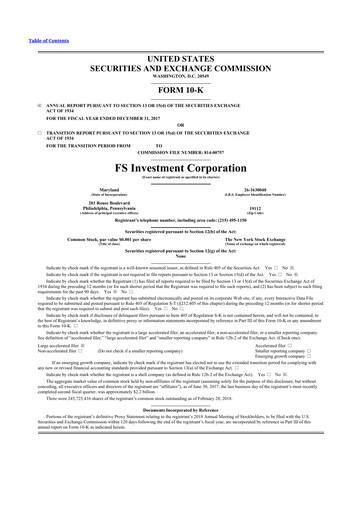 Thumbnail FS KKR Capital
 10-K Annual Report 
