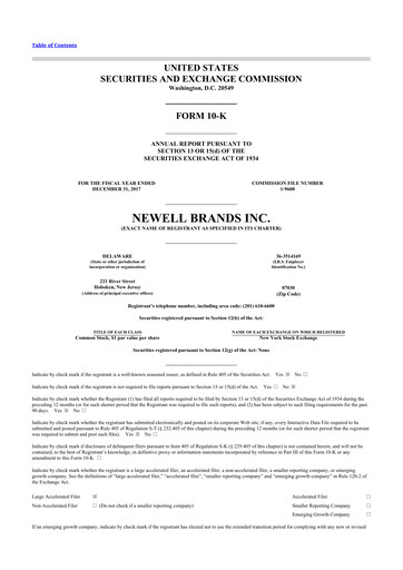 Thumbnail Newell Brands
 10-K Annual Report 2017