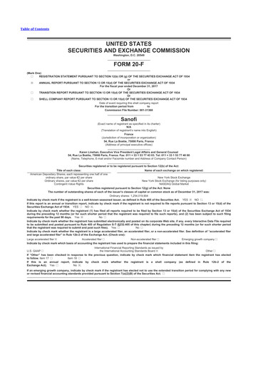 Thumbnail Sanofi 20-F Annual Report 