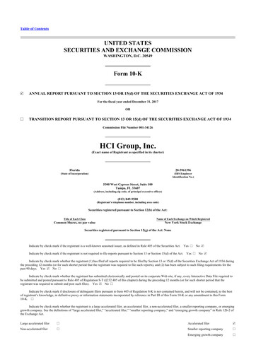 Thumbnail HCI Group
 10-K Annual Report 2017