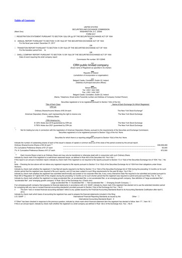 Thumbnail Cement Roadstone Holding
 20-F Annual Report 2017