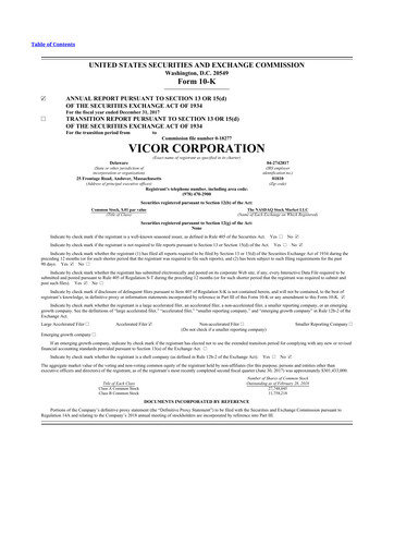 Thumbnail Vicor
 10-K Annual Report 2017