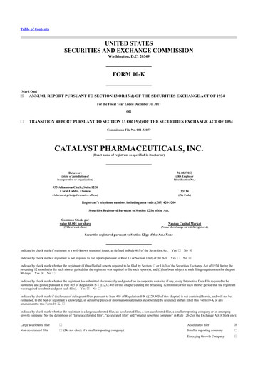 Thumbnail Catalyst Pharmaceuticals 10-K Annual Report 2017