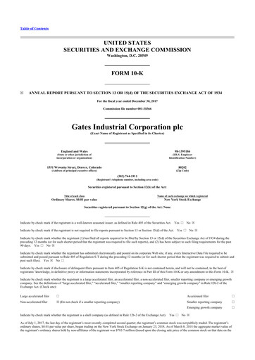 Vorschaubild Gates Industrial Corp 10-K Jahresbericht 