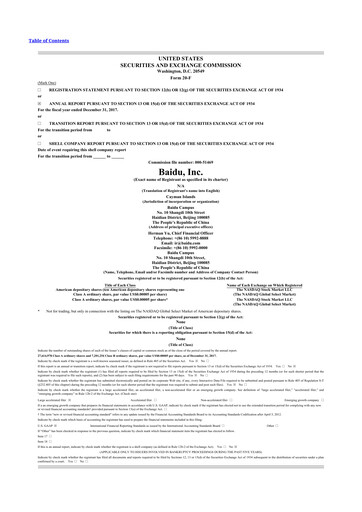 Thumbnail Baidu 20-F Annual Report 2017