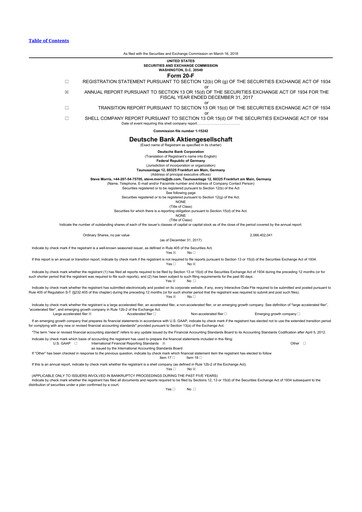 Thumbnail Deutsche Bank 20-F Annual Report 2017